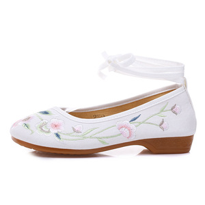 Zapatos de Lona Bordados con Cordones y Tacón Bajo, Sin Caja, Tallas Completas, Suela de Tendón de Res, Oferta Relámpago, Envío Directo - Product Image 5