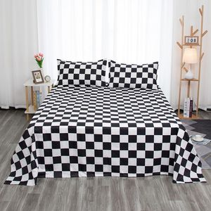 Set di biancheria da letto 7 pezzi King Size bianco Plaid nero set di trapunte e <span class=keywords><strong>lenzuola</strong></span> geometriche a scacchi e 4 federe per la salute - Product Image 6