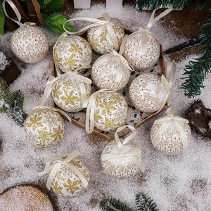 Adornos Navideños Decorativos para Árbol de Navidad, Juego de Cajas Redondas con Diseño de Copos de Nieve, con Cinta para Colgar - Product Image 2