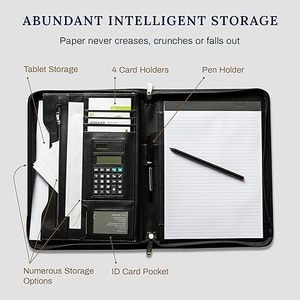 High-end Business <b>Briefcase</b> with Zipper Padfolio Excellent Business Impression Starts with PU Artificial <b>Leather</b> - Product Image 2