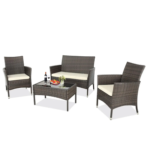 Lot <span class=keywords><strong>de</strong></span> 4 canapés <span class=keywords><strong>de</strong></span> conversation en plastique avec coussins pour patio, <span class=keywords><strong>jardin</strong></span> et cour. - Product Image 6