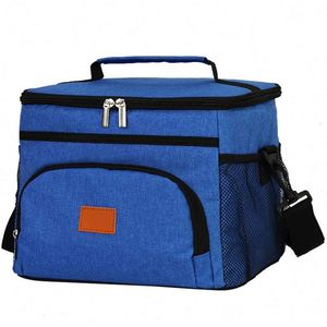 Custom Logo Oxford 600D Cooler Bag Insulated Polyester Picnic Lunch Thermal Travel Tote Shoulder Strap 30x22x21cm Geometric - Product Image 4