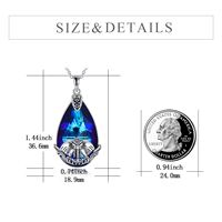 Fine Jewelry Collier porte-bonheur éléphant en cristal bleu classique en argent sterling 925 rhodié