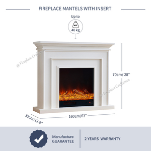 47 po blanc minimaliste moderne autoportant fausse cheminée Mantel Kits <span class=keywords><strong>feu</strong></span> électrique avec cheminée insérer et Surround - Product Image 2