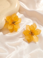 Moda dulce mujer Color flor Stud pendientes Primavera Verano joyería regalo colorido transparente resina acrílico flor pendientes
