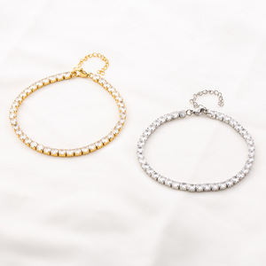 Pulsera de tenis de moda en oro y acero con cadena de circonitas para hombre y mujer, joyería de regalo. - Product Image 2
