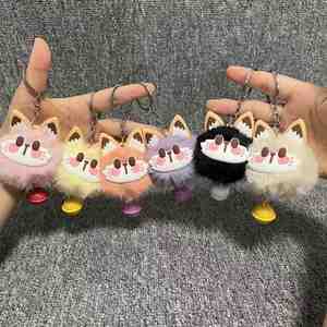 Cute Cartoon Lucky Fluffy Fur Ball Bell cat Puff Keychain Cute Cat Keychain Plush <b>Bag</b> Fashion Pendants Charms - Product Image 2