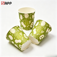 Gobelets en papier jetables imperméables à paroi simple de qualité alimentaire avec couvercles anti-fuite pour thé au lait/boba - Écologiques, logo personnalisable