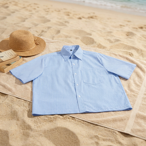 <span class=keywords><strong>Camicia</strong></span> da uomo in lino e flanella <span class=keywords><strong>a</strong></span> <span class=keywords><strong>maniche</strong></span> <span class=keywords><strong>corte</strong></span>, stile casual estivo, <span class=keywords><strong>a</strong></span> righe, vestibilità ampia e squadrata - Product Image 2