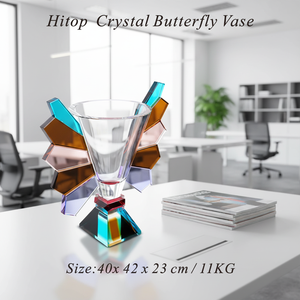 Cut Polished Crystal VaseHandmade Cutting Grinding Craft Glass Flower <b>Vase</b> for Home Living Room Wedding Decoration HY-8802 Hitop - Product Image 5