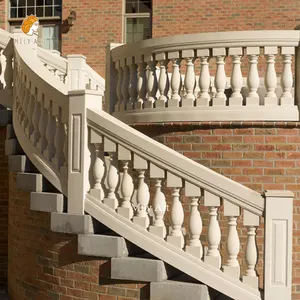 Balustrade d'escalier en marbre sculpté à la main en pierre naturelle, main courante décorative personnalisée