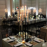 Chandelier en métal noir à 9 bras pour décoration de table de mariage, accessoire de mariage