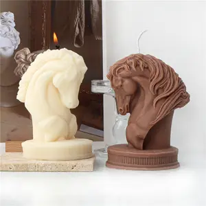 Y2433 DIY handmade Ngựa đầu nến khuôn trang trí nhà động vật hương liệu nến Silicone khuôn