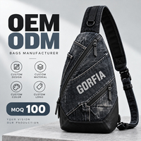 Sac bandoulière vintage en jean pour homme à faible MOQ, sac de poitrine multi-zippé, sac à bandoulière croisé, personnalisable OEM ODM