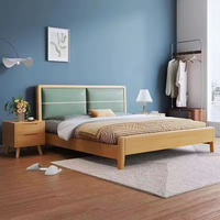 Lit plateforme en bois de caoutchouc de style nordique moderne simple, 1,5 m, 1,8 m, taille king/queen, avec rangement, dossier souple, gain de place, écologique, pour la maison