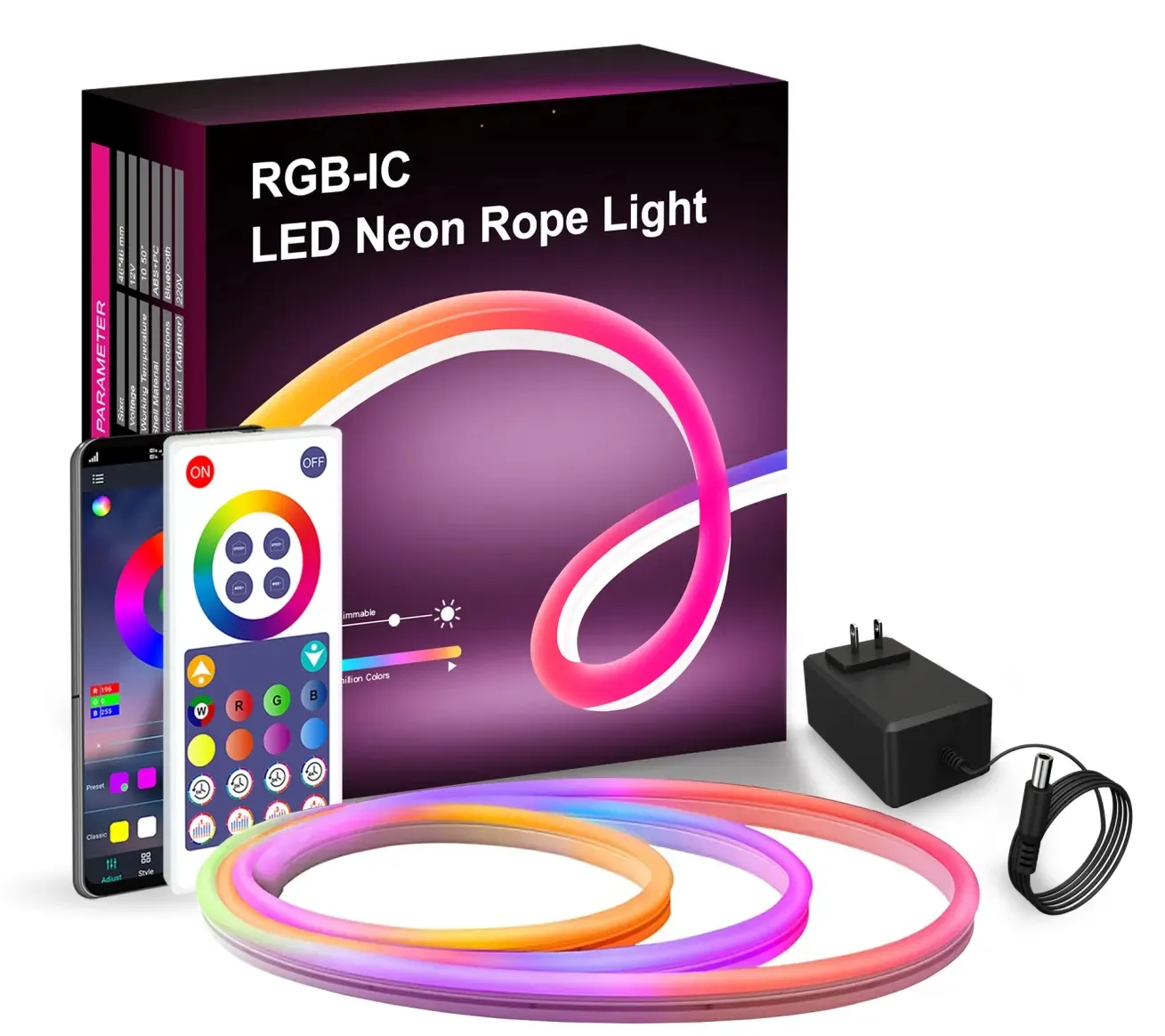 RGBIC 10M 5M pita lampu Strip pintar Flex Digital Kit lampu luz 12V 24V lampu tali Neon LED fleksibel RGB silikon