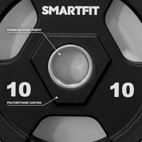 SMARTFIT Plaques de poids CPU de qualité commerciale avec logo personnalisé, en polyuréthane, à 3 trous, pour haltères, équipement de fitness pour salle de sport
