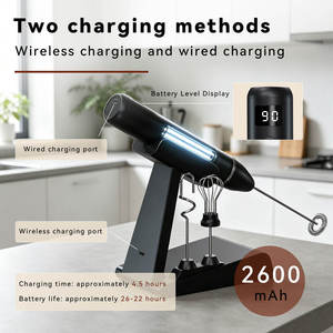 Batidora de Leche Eléctrica Recargable Portátil Negra con 3 Cabezales y 3 Velocidades, Mezclador de Bebidas, Espumador de Café para Chocolate y Huevos - Product Image 5