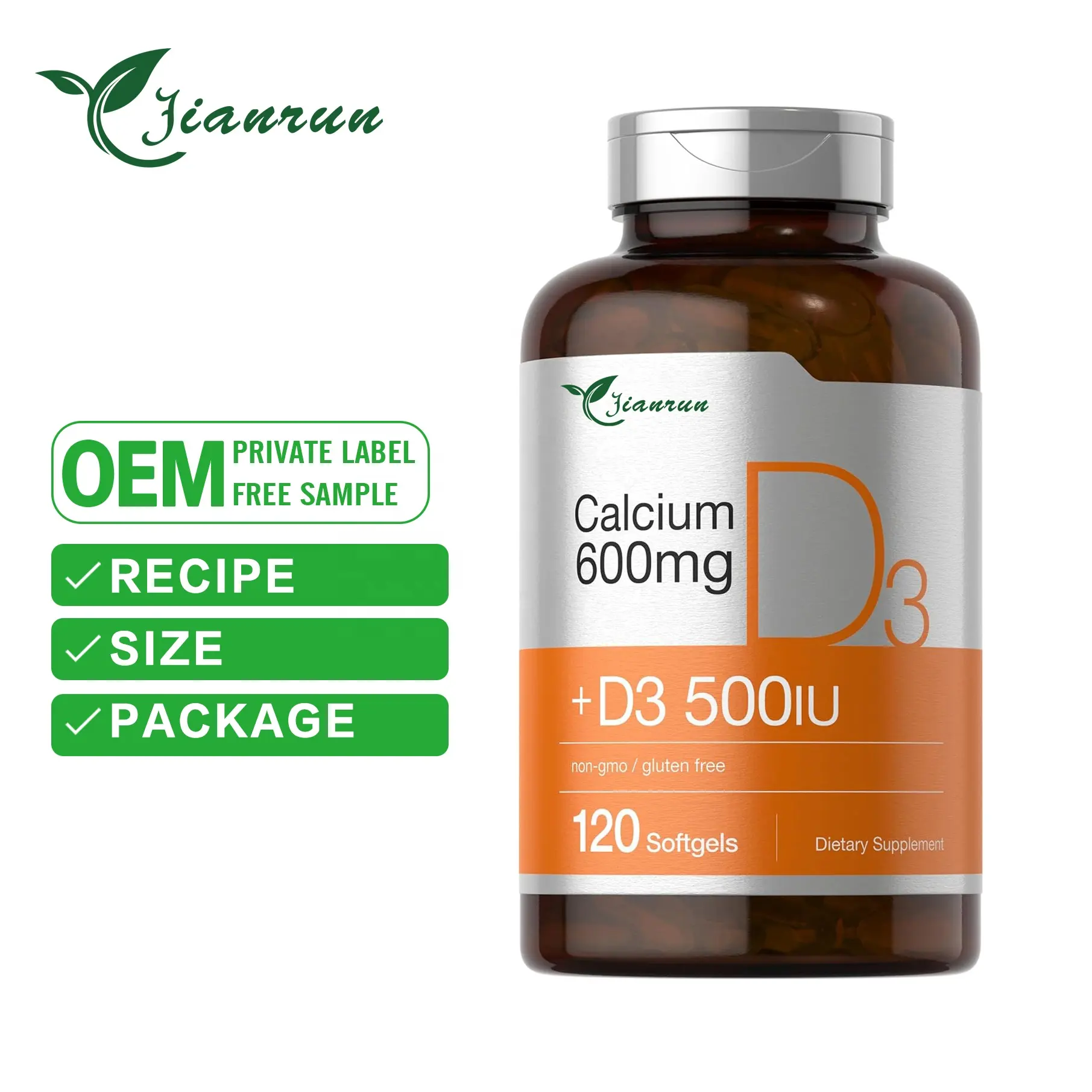 स्वास्थ्य कैल्शियम अनुपूरक विटामिन डी3 600 मिलीग्राम 500 लेपित कैप्सूल