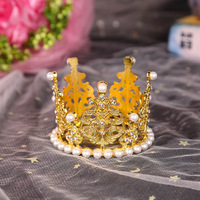 Krone Tiara Kuchen Oberteil Kristall Perle Kinder Haar-Ornamente für Hochzeit Geburtstag Party Kuchen Dekoration goldene und silberne Farbe