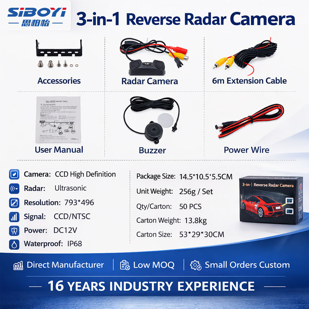 Caméra de recul 3 en 1 avec radar