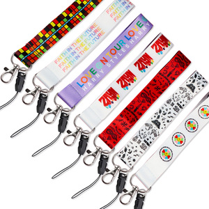 Bán Buôn Thiết Kế Cổ Tay Dây Buộc Biểu Tượng Tùy Chỉnh Off-Đen Trắng Vải Keychain Dệt Thêu Dây Buộc Keychain Dây Buộc Cho Chìa Khóa - Product Image 5