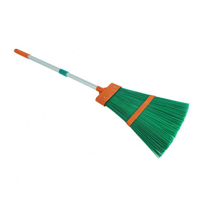 OEM Customized Green Hard Bristled Industrial Garden Grass Plastic Brooms With Extendable palm broom stick