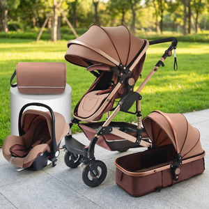 Poussette Bébé 3-en-1 <span class=keywords><strong>Luxe</strong></span> Pliable Haute Vue avec Siège <span class=keywords><strong>Auto</strong></span> <span class=keywords><strong>2</strong></span>-en-1, Conception Alliage d'Aluminium, Position Assise et Allongée - Product Image 1