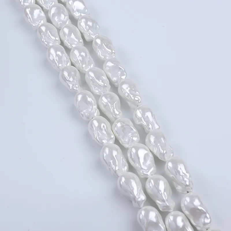 Zhuji Wholesale 15-16mm Mother Of Shell Baroque Pearl Natural White Grey Stands For Jewelry Making