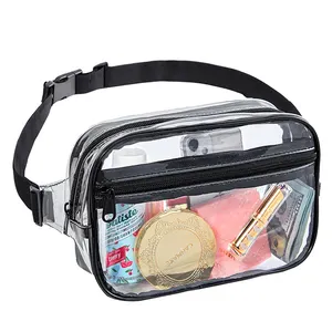 Toptan özelleştirilebilir su geçirmez sevimli şeffaf pvc bel çantası temizle Fanny paket bel çantası