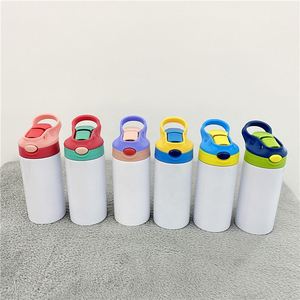 Bouteille d'eau isolée pour enfants, 12 oz, blanche, de même largeur de haut en bas, vierge pour sublimation - Product Image 2