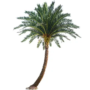 Açık bahçe kıyı için Anti-uv sahte tropikal hindistan cevizi ağacı yapay palmiye ağacı yuvarlak havuz fiberglas yapay palmiye ağaçları