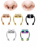 Anneaux de piercing magnétiques en acier chirurgical 316L pour le nez, faux piercing, forme fer à cheval, pour septum
