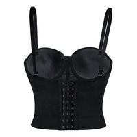 Soutien-gorge push-up en similicuir noir grande taille, lingerie, fajas, steampunk, gothique, bustier pour femmes, haut de corset sexy, crop top