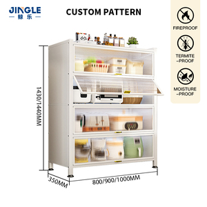 Armoire de cuisine en métal à 4 niveaux avec portes rabattables, armoire de rangement en métal blanche, prix bas, fabrication pour restaurant - Product Image 2