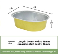 79*58*26mm 60ml Jetable Feuille D'aluminium Pan Ovale Motif De Qualité Alimentaire Plateau Boîte Emballage Efficace pour Desert Baking Container