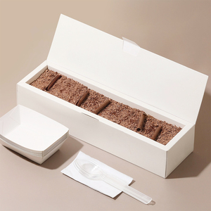 Custom Eco-Friendly <strong>Rectangle</strong> White Cardboard Paper Cake Box Bulk Bakery <strong>Packaging</strong> Cookie <strong>Chocolate</strong> Marcaron Card Ribbon - Product Image 4