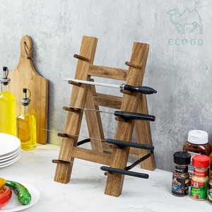 Support de rangement pliable en bois d'acacia pour couteaux de boucher, séchoir à couteaux de cuisine - Product Image 6