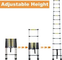 Échelle télescopique portable en aluminium simple de 4,1 m, pliable et extensible, capacité de 330 lb