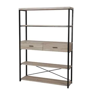 Family Hot selling 5 layer E1 MDF board metal frame shelf with drawders