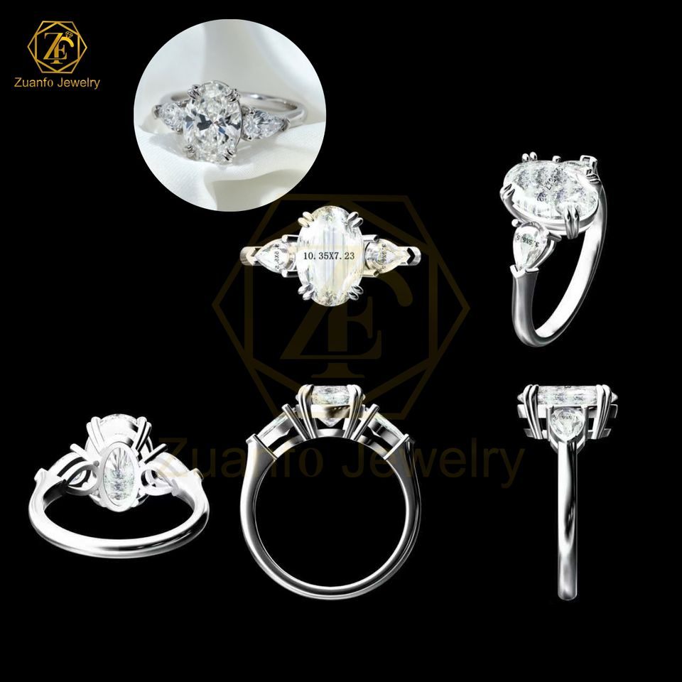IGI GIA Certified HPHT CVD Lab Grown Oval Cut Diamond 3 Carats 18K 14K ...