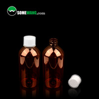 Bouteille en plastique ambré PET pour pilules et médicaments liquides avec gobelet doseur, tailles personnalisables 100/120/180/200/250/500 ml