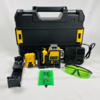 12V Rechargeable 360 °   Niveau laser à faisceau vert, couverture sur 3 côtés avec étui rigide