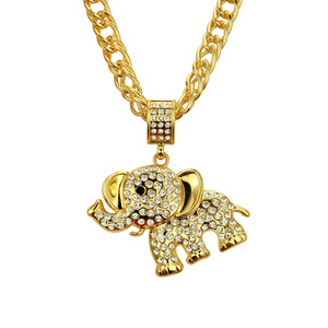 Popular Design Cartoon Alloy <b>Elephant</b> Pendant Necklace Hiphop Long Style Gold Plated Mens Necklaces Fashion Jewelry Wholesale - Product Image 1