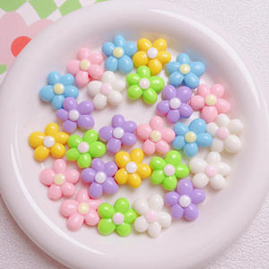 Nuevas cuentas acrílicas de flores de agujero recto multicolor de dibujos animados para materiales hechos a mano DIY accesorios de cadena de teléfono móvil - Product Image 5