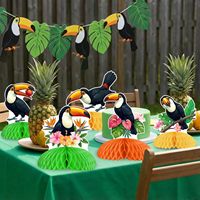 Dekorasi Pesta Toucan 8pcs Hiasan Meja Sarang Lebah Burung Tropis untuk Perlengkapan Pesta Ulang Tahun Luau Hawaii