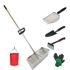 Rastrillo de tamiz de arena de acero y cubo plegable herramienta de jardín/playa resistente para caza de conchas, jardinería, nivelación de arena - Product Image 5