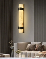Applique murale LED moderne de luxe, nouvelle collection, avec cadre en acier inoxydable et abat-jour en albâtre, pour salon et appartement