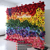Nouvelle série arc-en-ciel 8ft fait à la main 3D 5D fleurs en soie artificielle mur synthétique pour événement de mariage et décor de la Saint-Valentin
