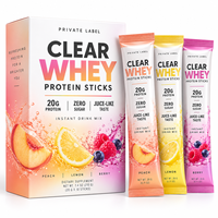 EM Clear Whey Protein Isolate en Sachets 20g Protéines Zéro Sucre Saveur Fruitée Boisson Nutrition Sportive en Poudre Marque Privée